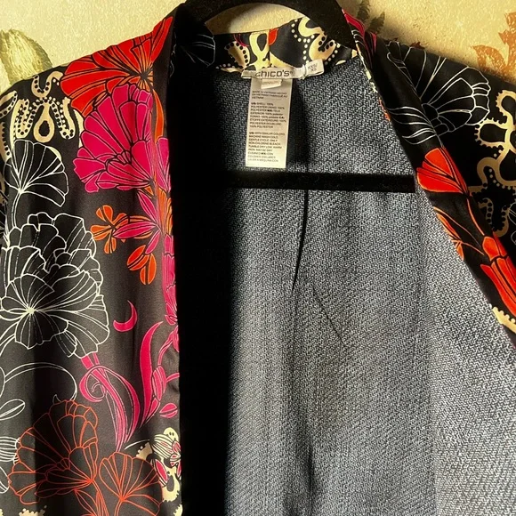 Chico's Black and Red Floral Kimono - Picture 2 of 3
